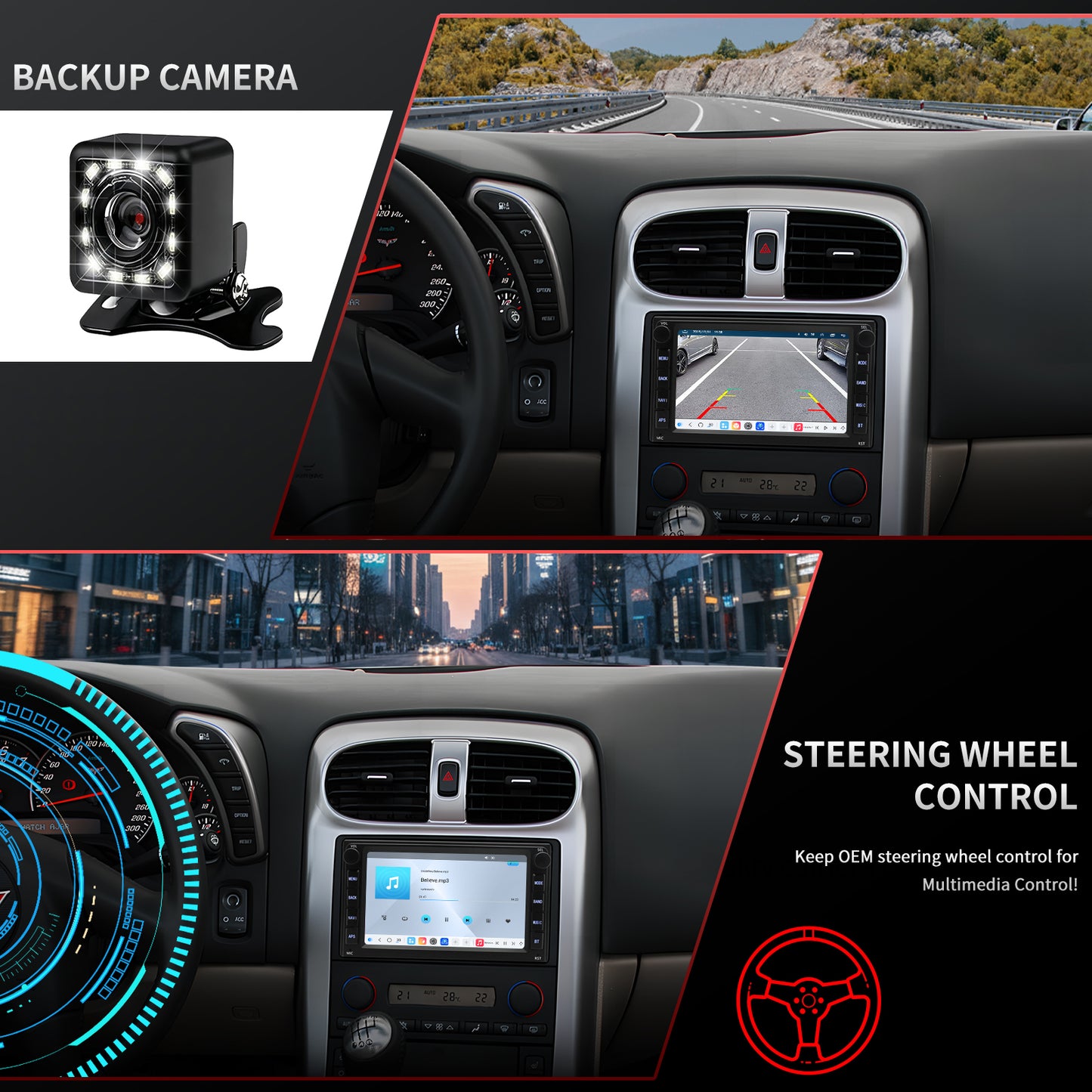 Chevy Corvette Radio upgrade 2005-2013 CarPlay Stereo Screen-Topdisplay 2005 2006 2007 2008 2009 2010 2011 2012 2013 Chevrolet Replacement Headunit Apple Android Auto Accessories Pantalla Estéreo