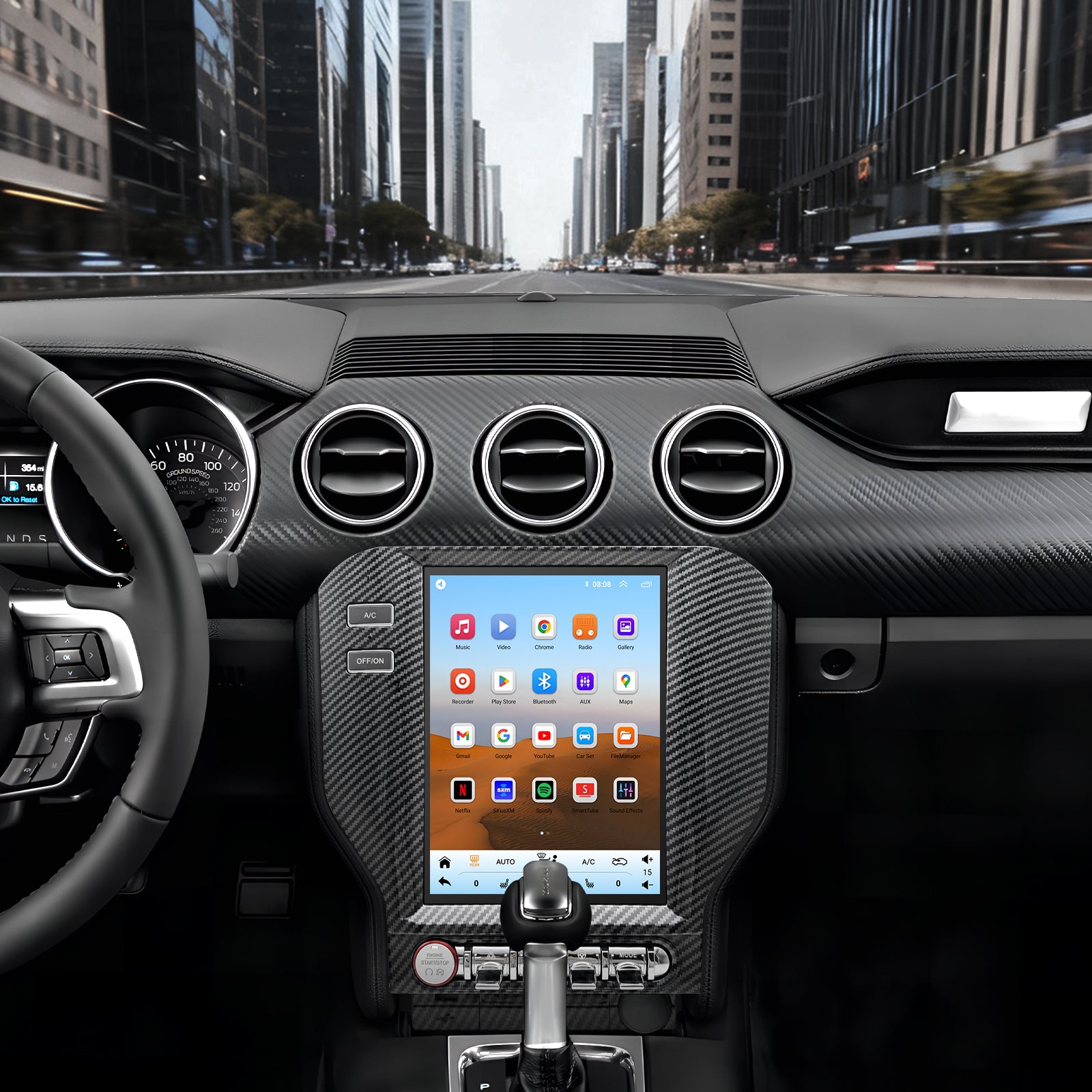 Ford Mustang Stereo replacement 2015-2023 CarPlay Radio Screen-Topdisplay 2015 2016 2017 2018 2019 2020 2021 2022 2023 Mustang Upgrade Headunit Apple Carplay Android Auto Accessories Pantalla Estéreo