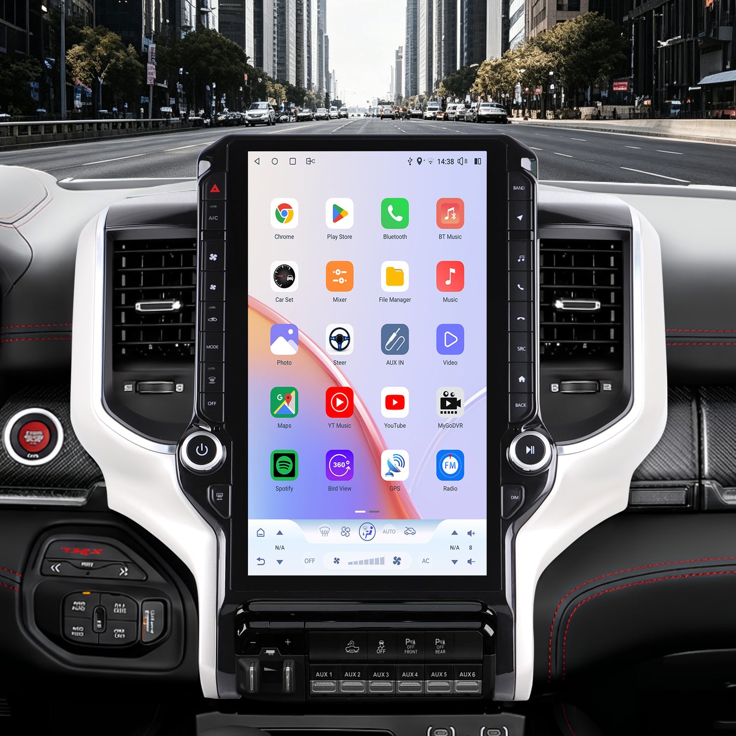 Dodge RAM 1500/2500/3500 Radio upgrade 2019-2023 CarPlay Stereo Screen - Topdisplay 2019 2020 2021 2022 2023 Replacement Headunit Apple Android Auto Accessories Pantalla Estéreo