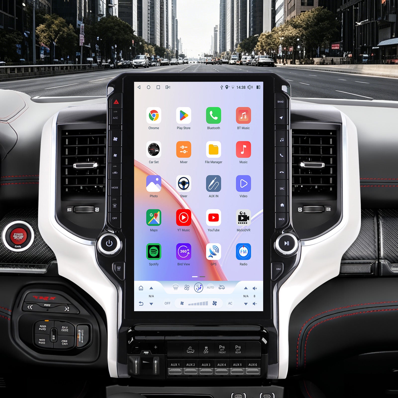 Dodge RAM 1500/2500/3500 Radio upgrade 2019-2023 CarPlay Stereo Screen - Topdisplay 2019 2020 2021 2022 2023 Replacement Headunit Apple Android Auto Accessories Pantalla Estéreo