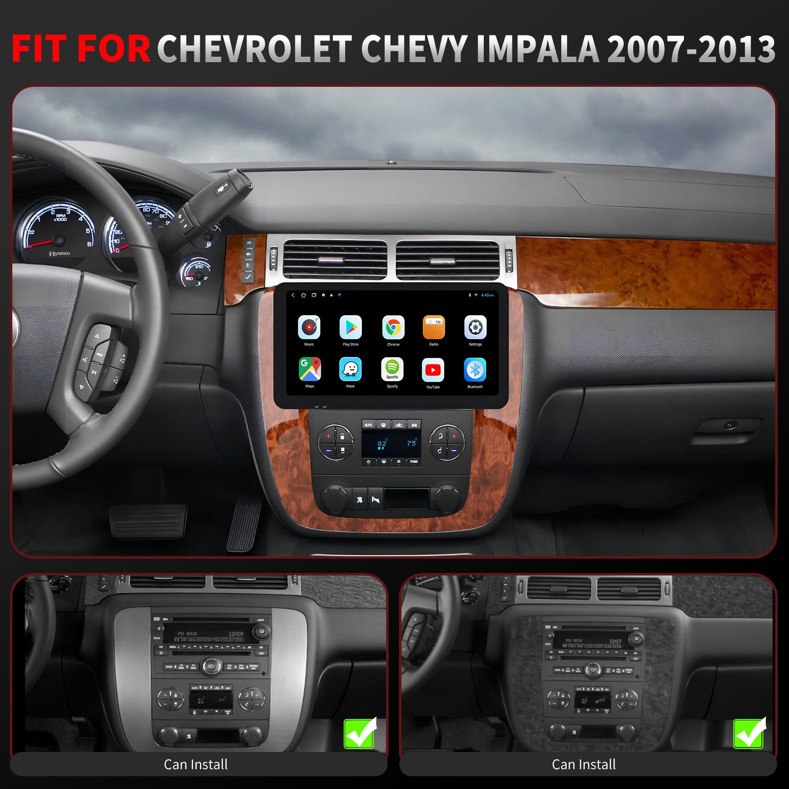 Chevy Impala Radio upgrade 2007-2013 CarPlay Stereo Screen -Topdisplay 2007 2008 2009 2010 2011 2012 2013  Chevrolet Replacement