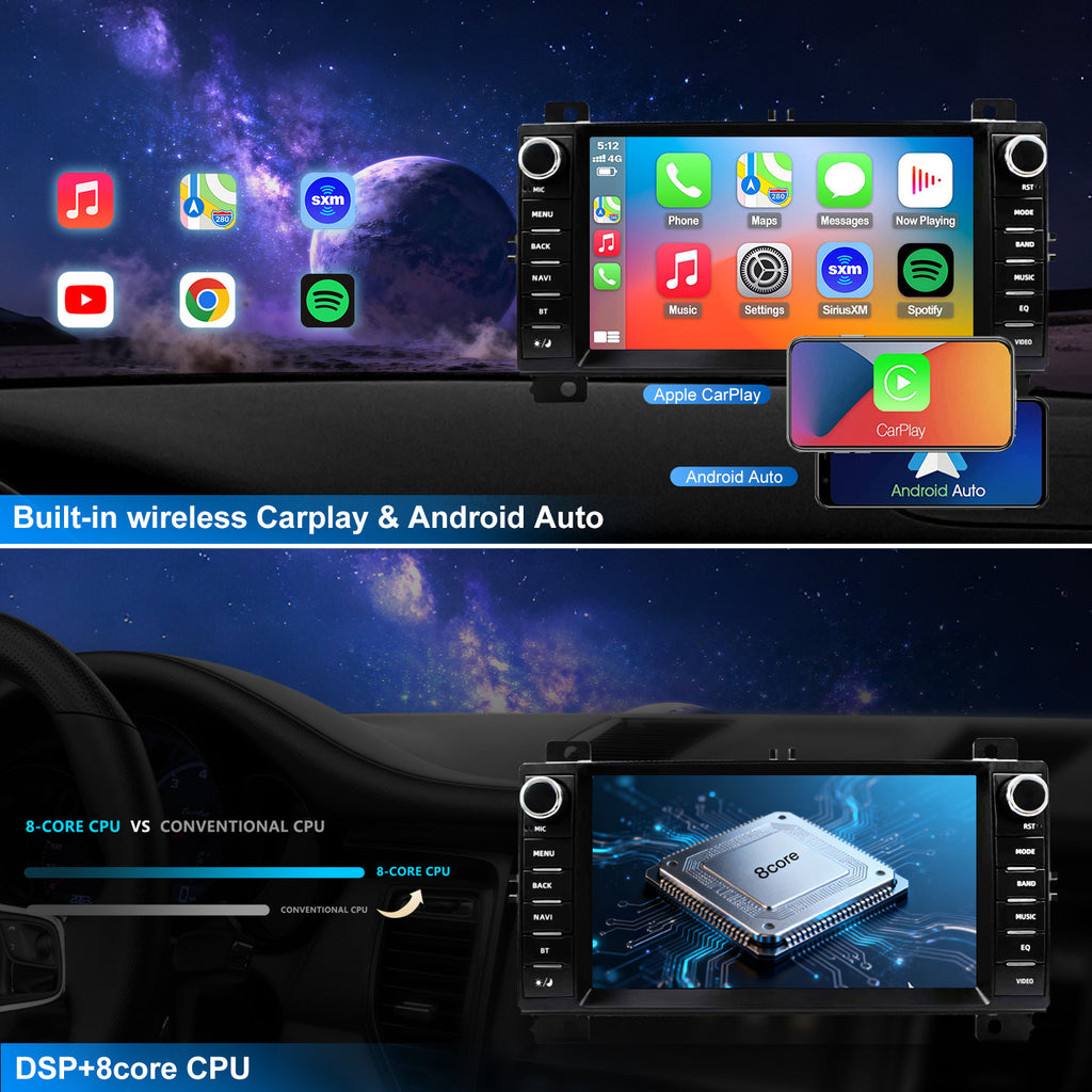 For Jeep Grand Cherokee 2010-2013 Radio upgrade,7-inch QLED 8-Core CPU,touch screen Stereo,Wireless CarPlay & Android Auto,Free camera
