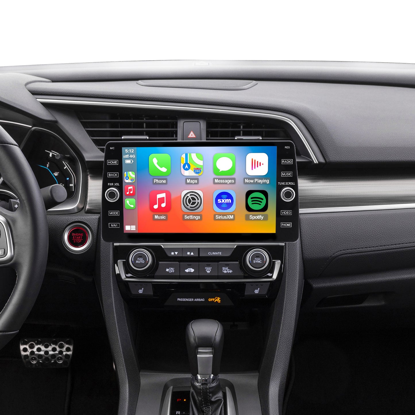 Honda Civic Radio upgrade 2016-2021 CarPlay Stereo Screen - Topdisplay 2016 2017 2018 2019 2020 2021 Replacement Headunit Apple Android Auto Accessories Pantalla Estéreo