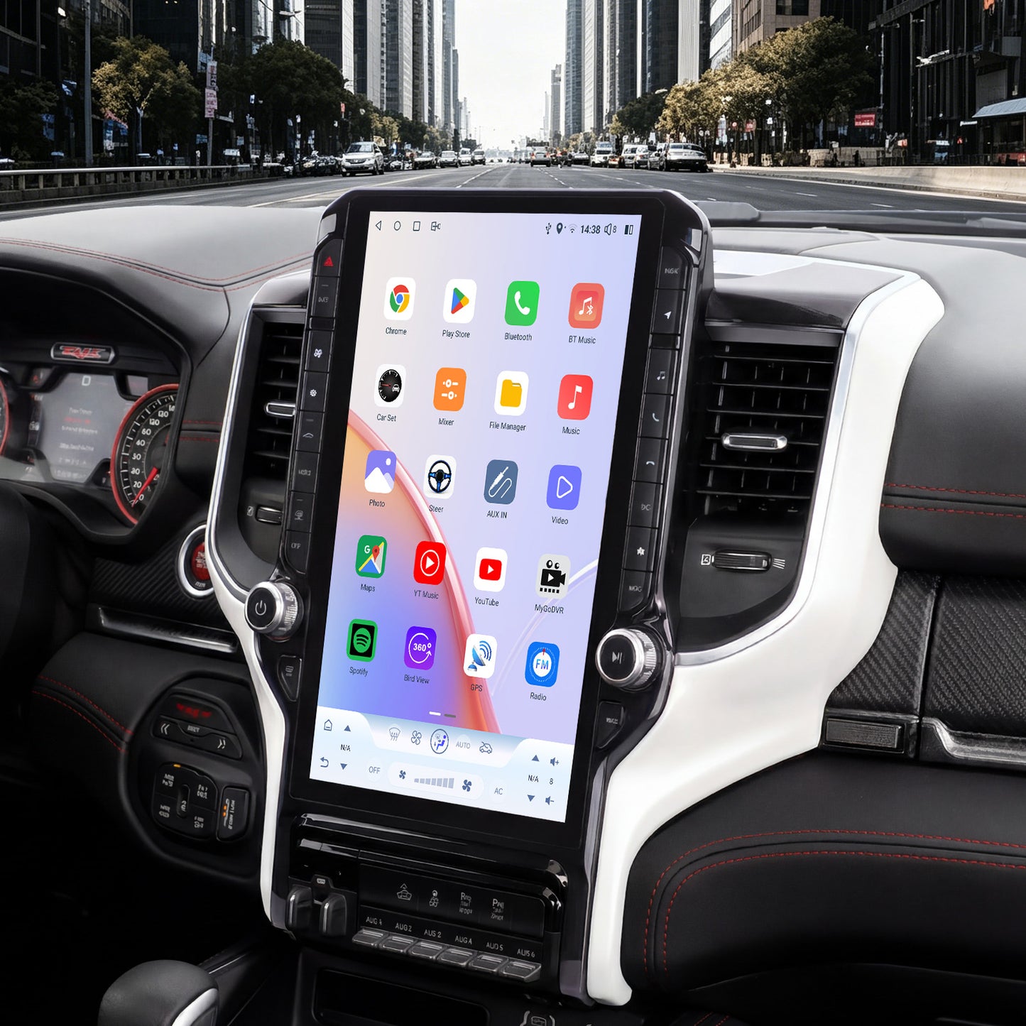 Dodge RAM 1500/2500/3500 Radio upgrade 2019-2023 CarPlay Stereo Screen - Topdisplay 2019 2020 2021 2022 2023 Replacement Headunit Apple Android Auto Accessories Pantalla Estéreo