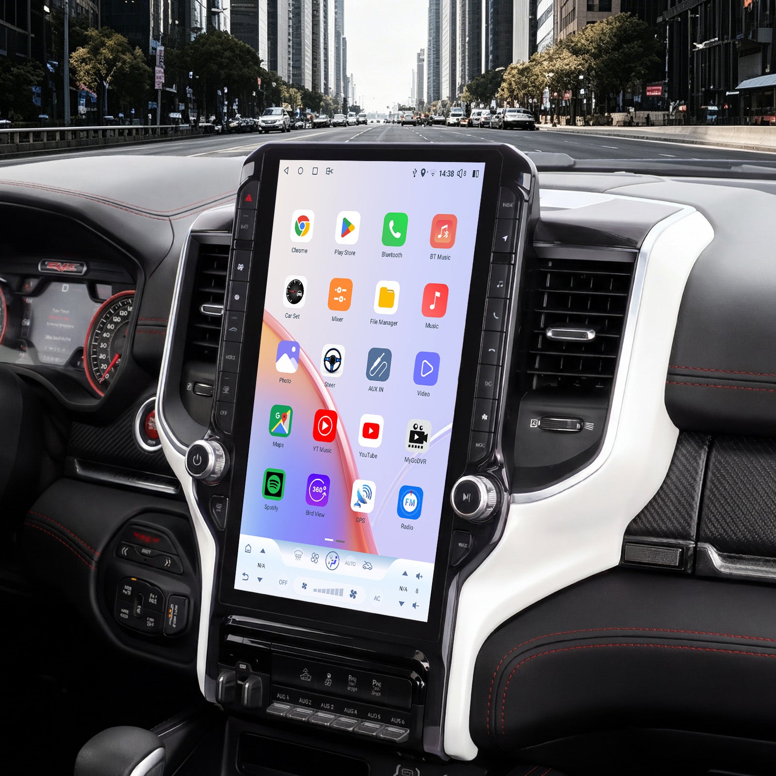 Dodge RAM 1500/2500/3500 Radio upgrade 2019-2023 CarPlay Stereo Screen - Topdisplay 2019 2020 2021 2022 2023 Replacement Headunit Apple Android Auto Accessories Pantalla Estéreo