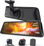 For Ford F150 2015-2022 Dash Cam & Streaming Rear Mirror Replacement – 4K 2160P/FHD Dash Camera for Cars, 9.66-inch IPS Screen, OEM Look