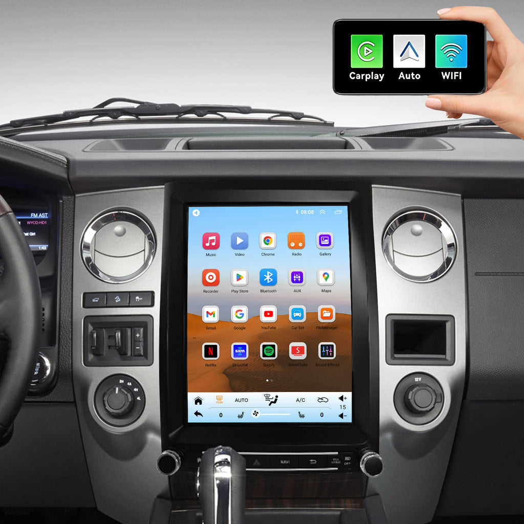 for Ford Expedition 2015-2017 Radio upgrade,12.1-inch QLED 8-Core CPU,touch screen Stereo,Wireless CarPlay & Android Auto,Free camera