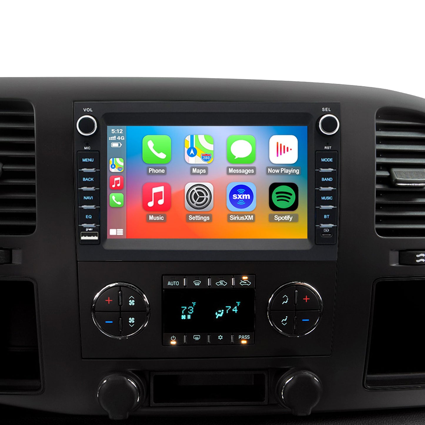 Chevy Silverado Radio upgrade 2007-2013 CarPlay Stereo Screen-Topdisplay 2007 2008 2009 2010 2011 2012 2013 Chevrolet Replacement Headunit Apple Android Auto Accessories Pantalla Estéreo