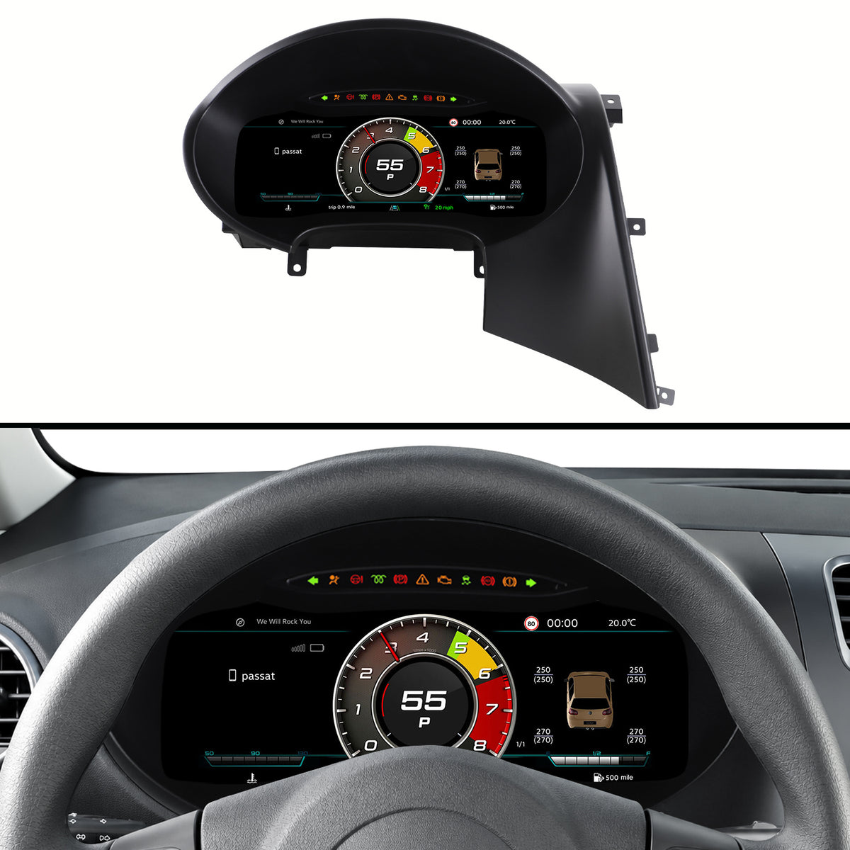 For Volkswagen SEAT Leon 2009-2012 Digital Instrument Cluster, 12.3-inch QLED Screen, Multiple UI, Wireless CarPlay, Direct OEM Replacement