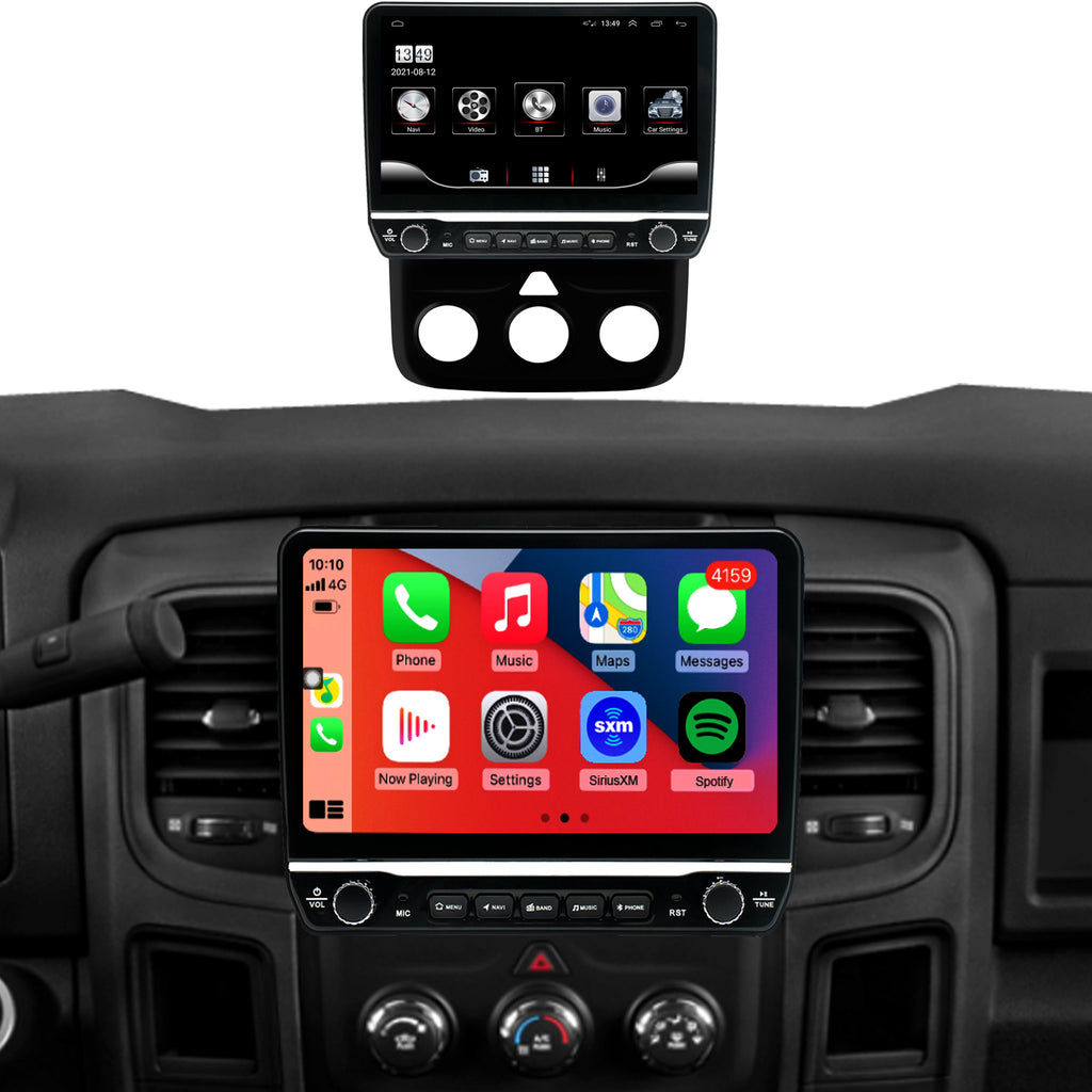 for Dodge RAM 1500/2500/3500 2013-2018 Radio upgrade,10.1-inch QLED 8-Core CPU,touch screen Stereo,Wireless CarPlay & Android Auto,manual AC Only