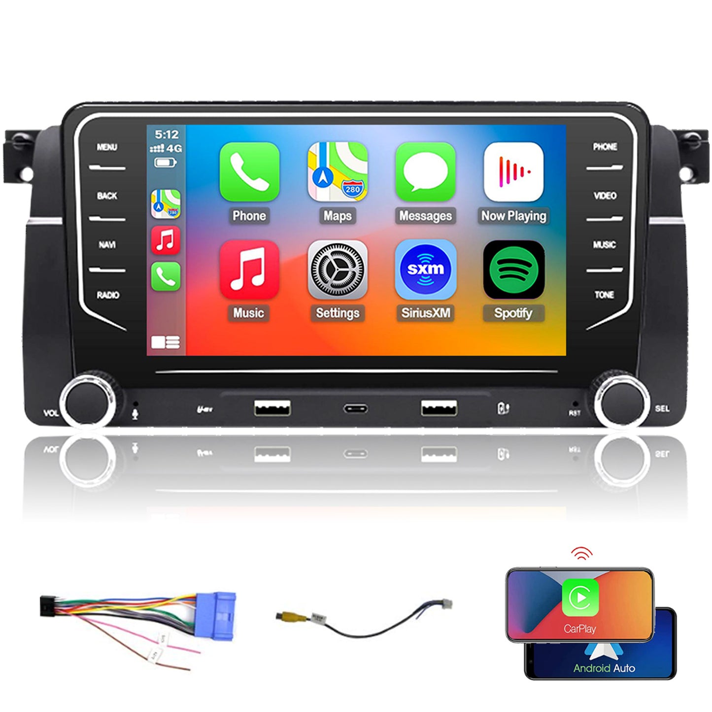 For BMW 318i 318is 318ti 1998-1999 Radio upgrade,7-inch QLED  8-Core CPU,touch screen Stereo,Wireless CarPlay & Android Auto,keep OEM Controls