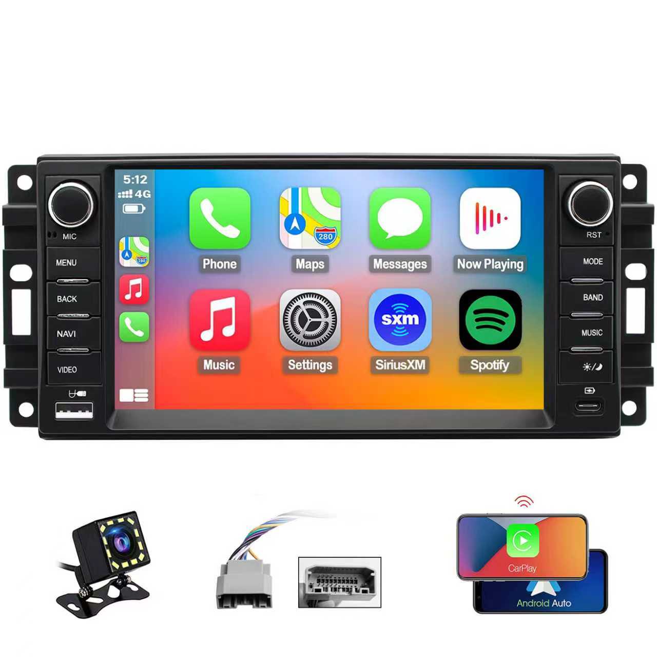 Dodge Challenger Radio upgrade 2008-2014 CarPlay Stereo Screen - Topdisplay 2008 2009 2010 2011 2012 2013 2014 Replacement Headunit Apple Android Auto Accessories Pantalla Estéreo