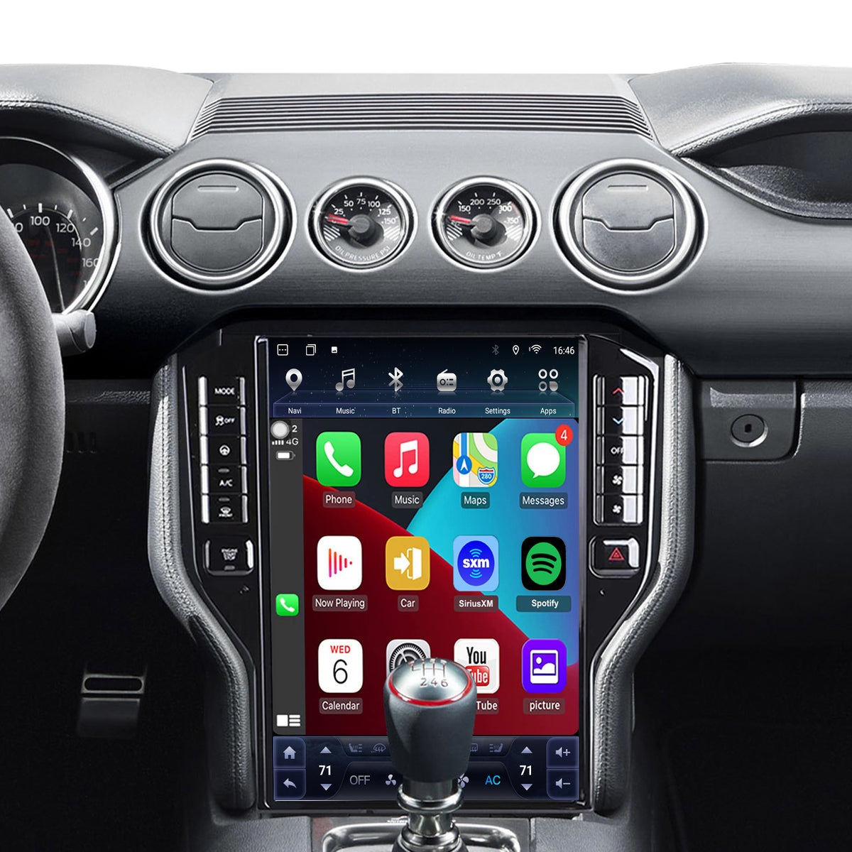 For Ford Mustang 2015-2023 Radio upgrade,14.5-inch QLED 8-Core CPU,touch screen Stereo,Wireless CarPlay & Android Auto,keep OEM Controls