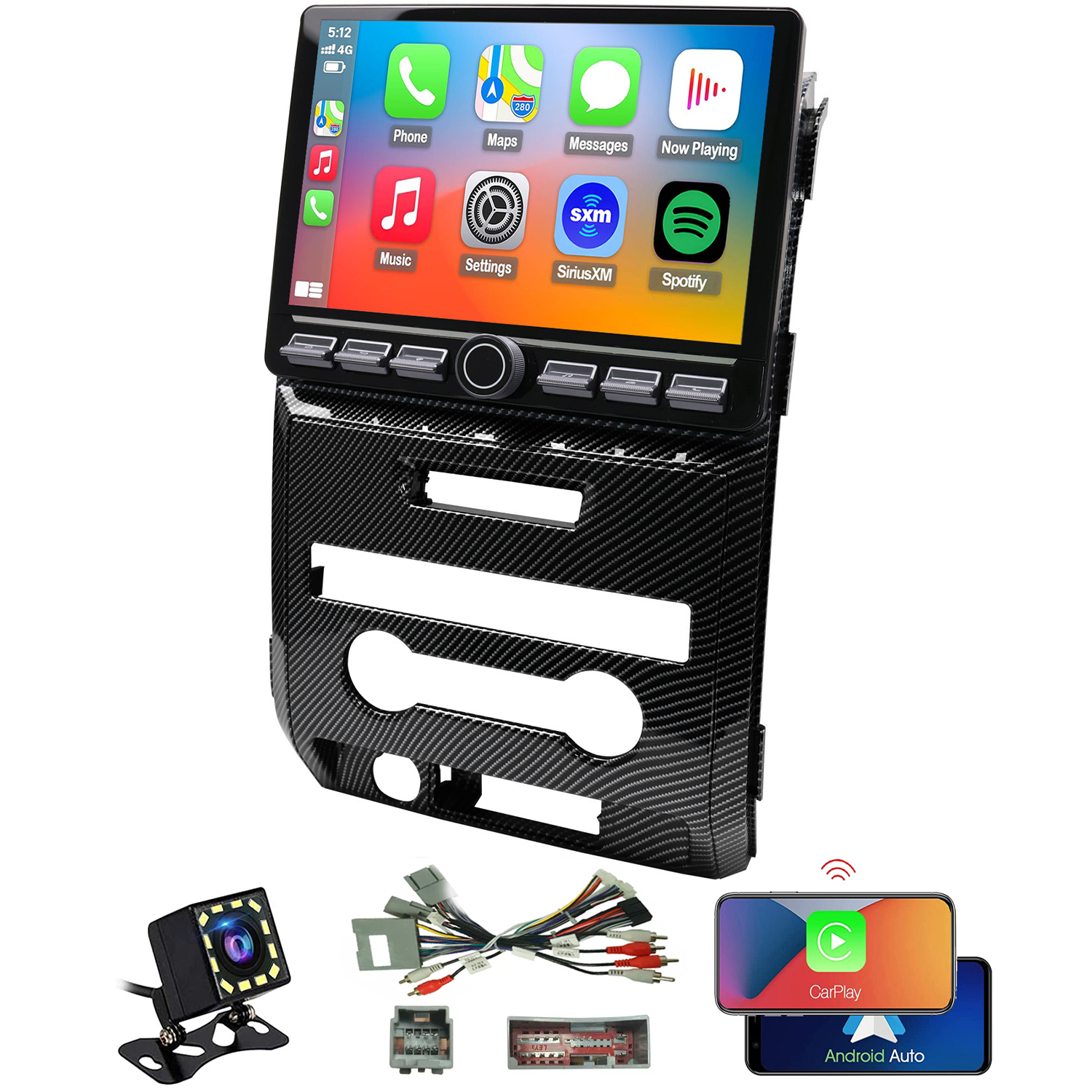 Ford F150 Stereo replacement 2009-2012 CarPlay Radio Screen-Topdisplay 2009 2010 2011 2012 F150 Upgrade Headunit Apple Carplay Android Auto Accessories Pantalla Estéreo