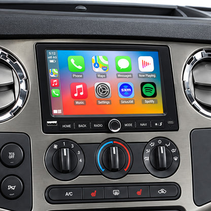 Ford F350 2005-2012 touch screen car stereo installed in dashboard with Apple CarPlay displayed