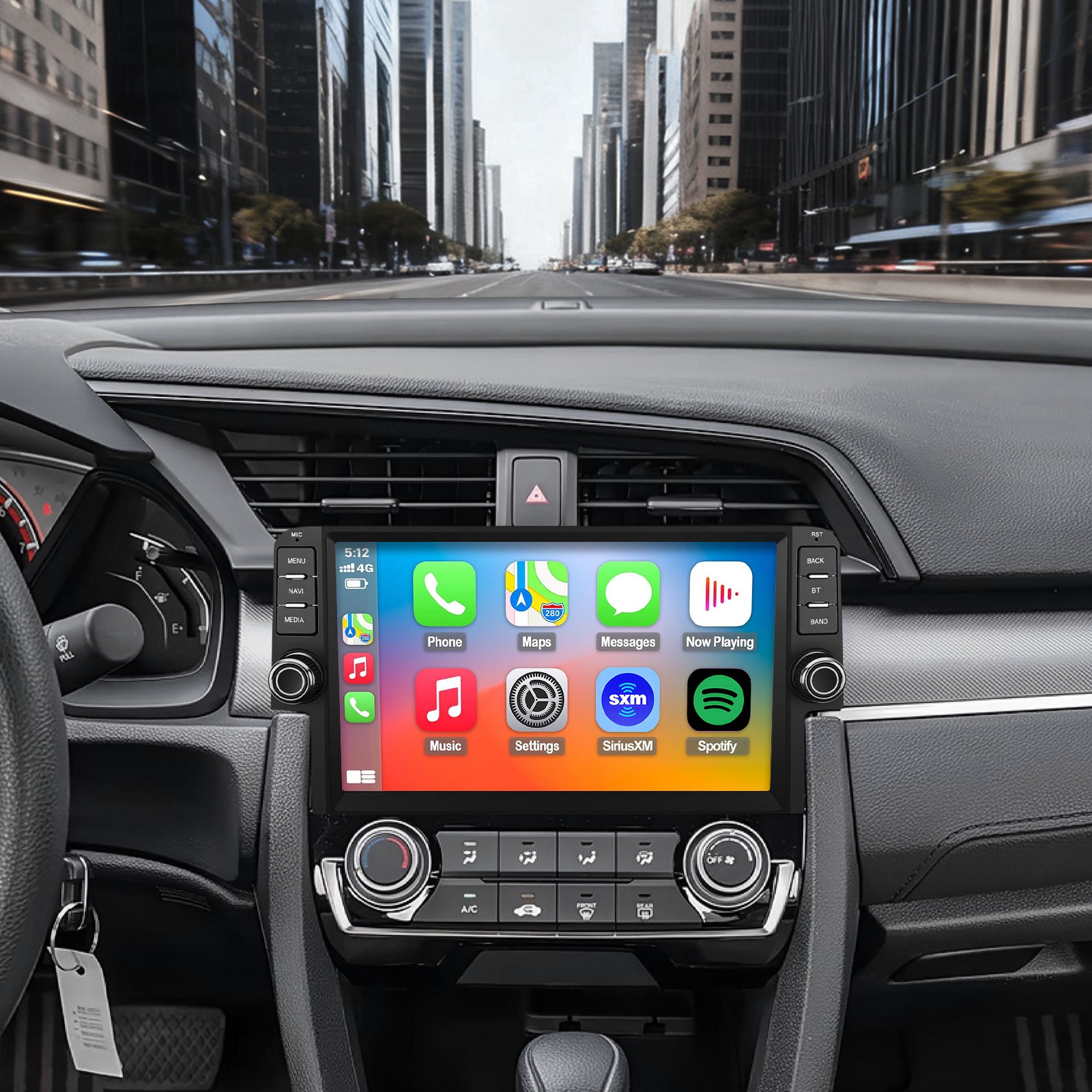 Honda Civic Radio upgrade 2016-2021 CarPlay Stereo Screen - Topdisplay 2016 2017 2018 2019 2020 2021 Replacement Headunit Apple Android Auto Accessories Pantalla Estéreo