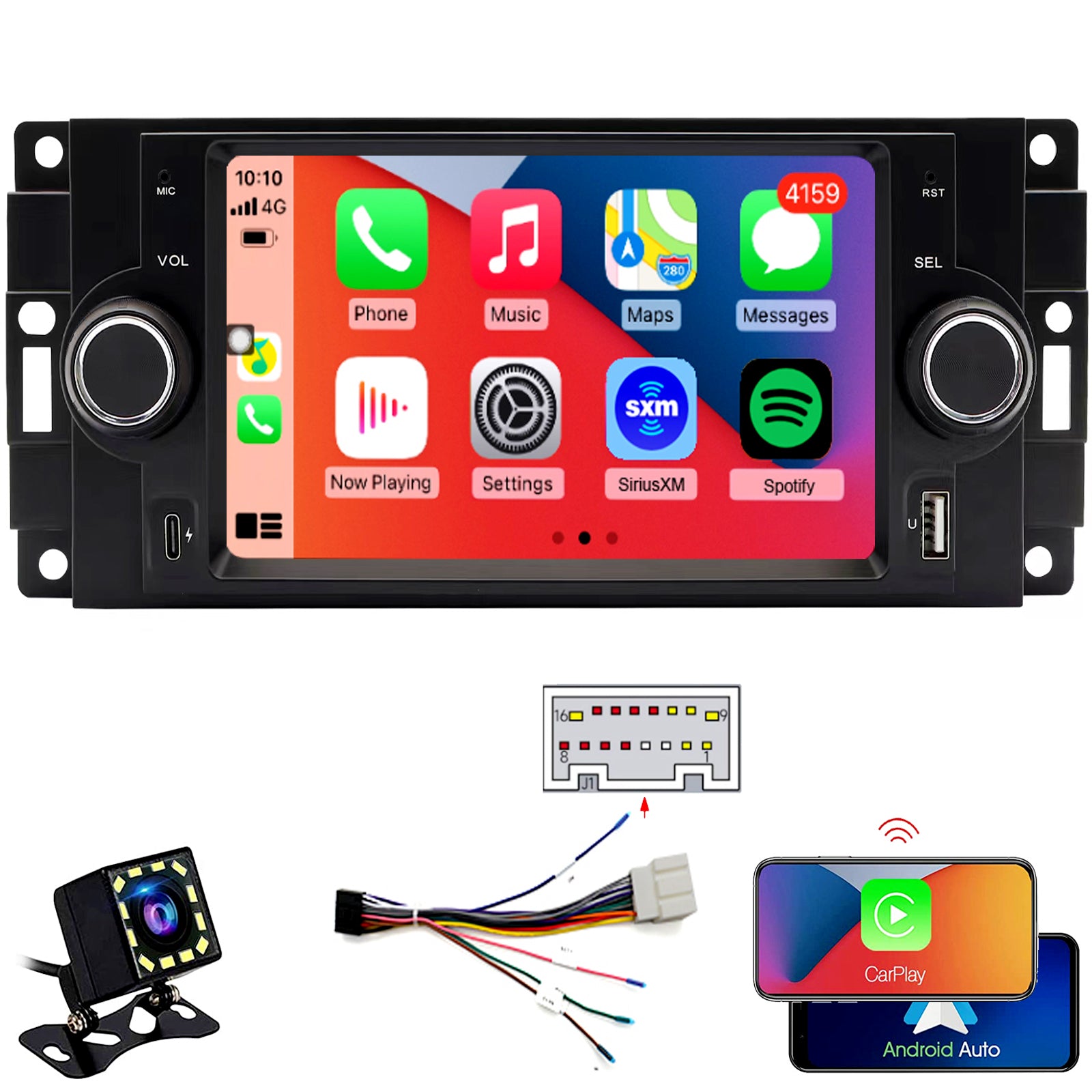 Dodge Dakota Stereo replacement 2005-2007 CarPlay Radio Screen-Topdisplay 2005 2006 2007 Dakota Upgrade Headunit Apple Carplay Android Auto Accessories Pantalla Estéreo
