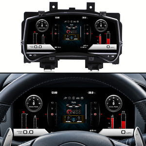 Nissan GT-R 2009, 2010, 2011, 2012, 2013, 2014, 2015, 2016, 2017 digital instrument cluster replacement with a 12-inch QLED screen and wireless Apple CarPlay