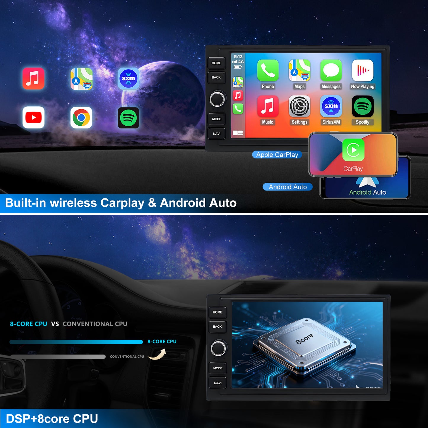 For Honda Brio 2011-2015 Radio upgrade, 7-inch QLED 8-Core CPU, touch screen Stereo, Wireless CarPlay & Android Auto, keep OEM Controls