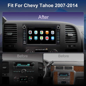 Chevy Tahoe Radio upgrade 2007-2014 CarPlay Stereo Screen - Topdisplay 2007 2008 2009 2010 2011 2012 2013 2014 Chevrolet Replacement Headunit Apple Android Auto Accessories Pantalla Estéreo