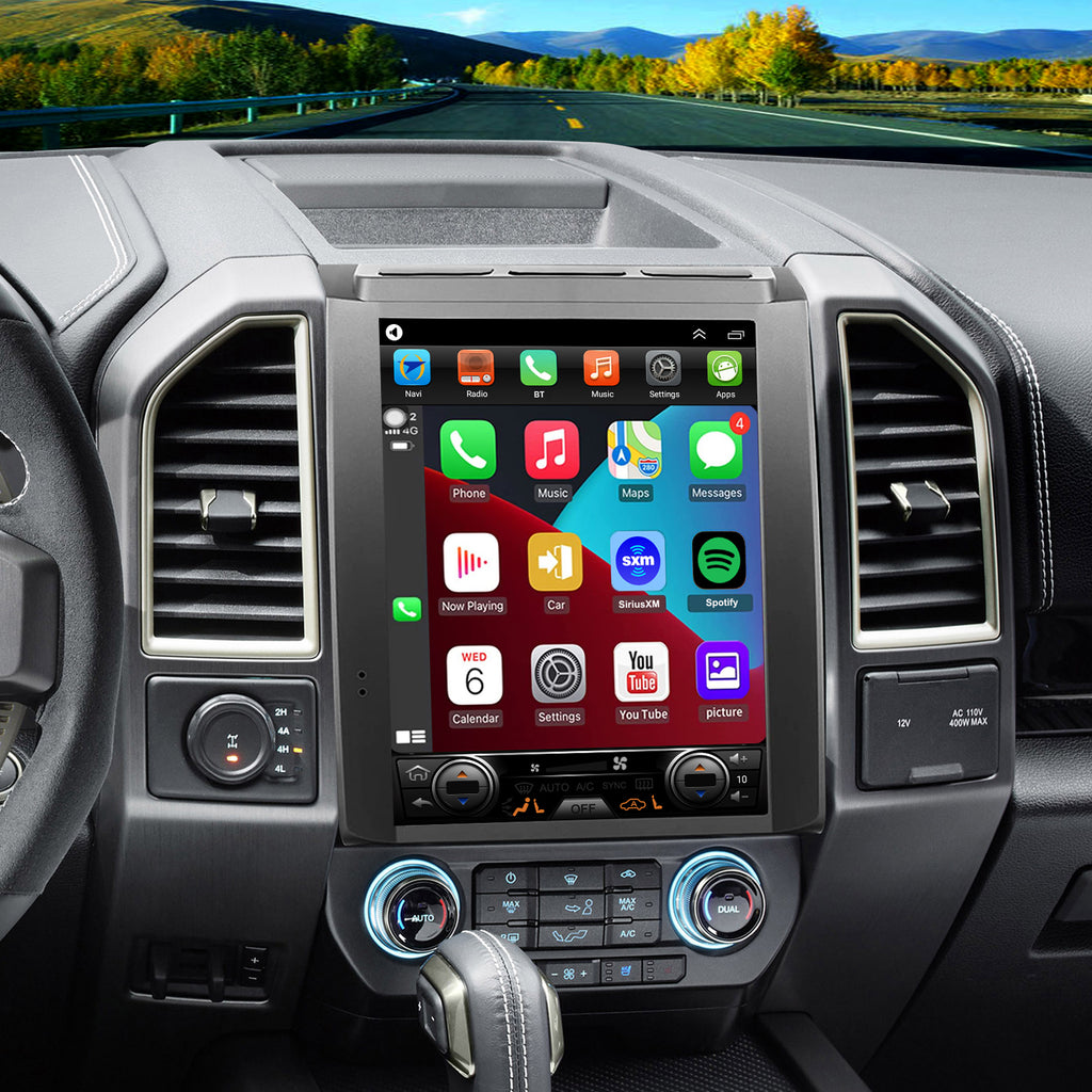 for Ford F150 2015-2018 Radio upgrade,12.1-inch QLED 8-Core CPU,touch screen Stereo,Wireless CarPlay & Android Auto,keep OEM Controls