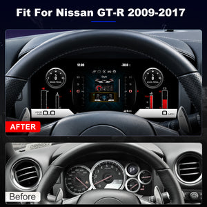 For Nissan GT-R 2009-2017 Digital Instrument Cluster, 12-inch QLED Screen, Multiple UI, Wireless CarPlay, Direct OEM Replacement