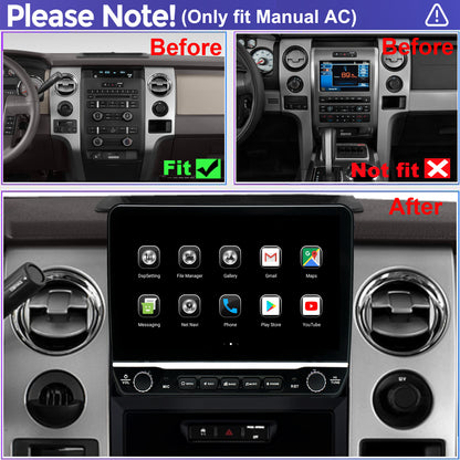 For Ford F150 2009-2012 Radio upgrade,10.1-inch QLED 8-Core CPU,touch screen Stereo,Wireless CarPlay & Android Auto,Free camera,Manual AC ONLY