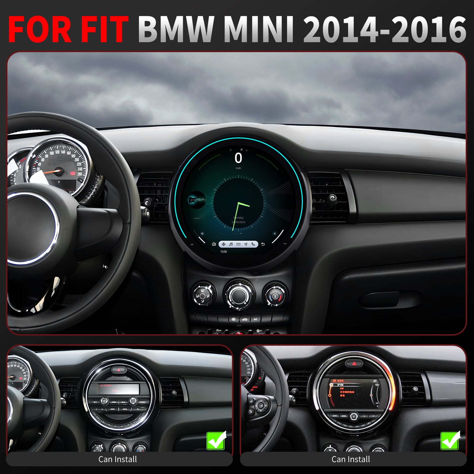 BMW MINI Radio upgrade 2014-2016 CarPlay Stereo Screen - Topdisplay 2014 2015 2016 Replacement Headunit Apple Android Auto Accessories Pantalla Estéreo