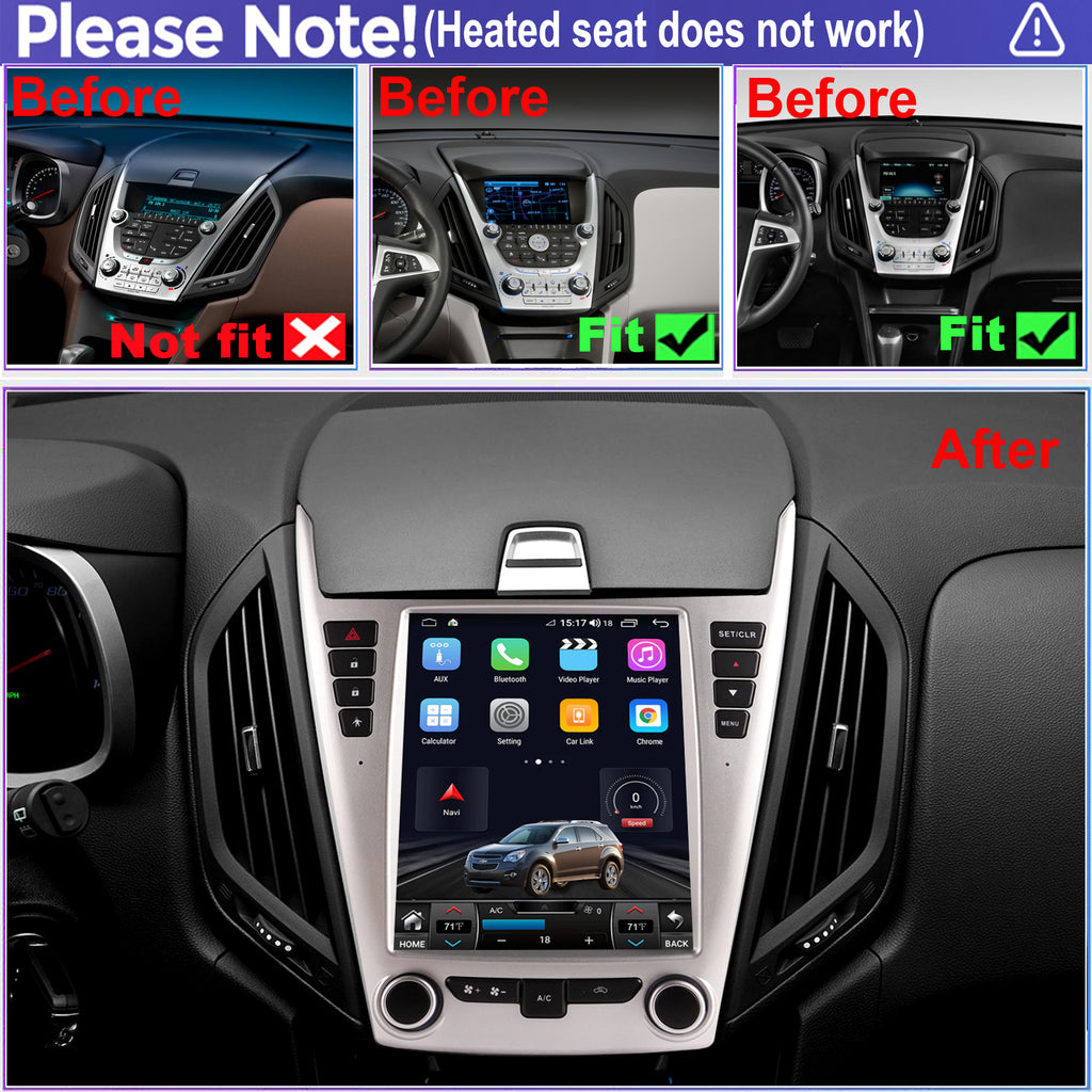 for Chevrolet Chevy Equinox LS LT 2010-2015 Radio upgrade,9.7-inch QLED  8-Core CPU,touch screen Stereo,Wireless CarPlay & Android Auto,keep OEM Controls