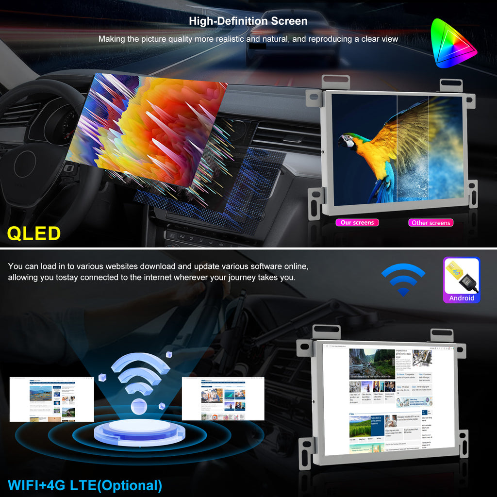 For Dodge Charger 2015-2023 Radio upgrade,8.4-inch QLED 8-Core CPU,touch screen Stereo,Wireless CarPlay & Android Auto,Free camera