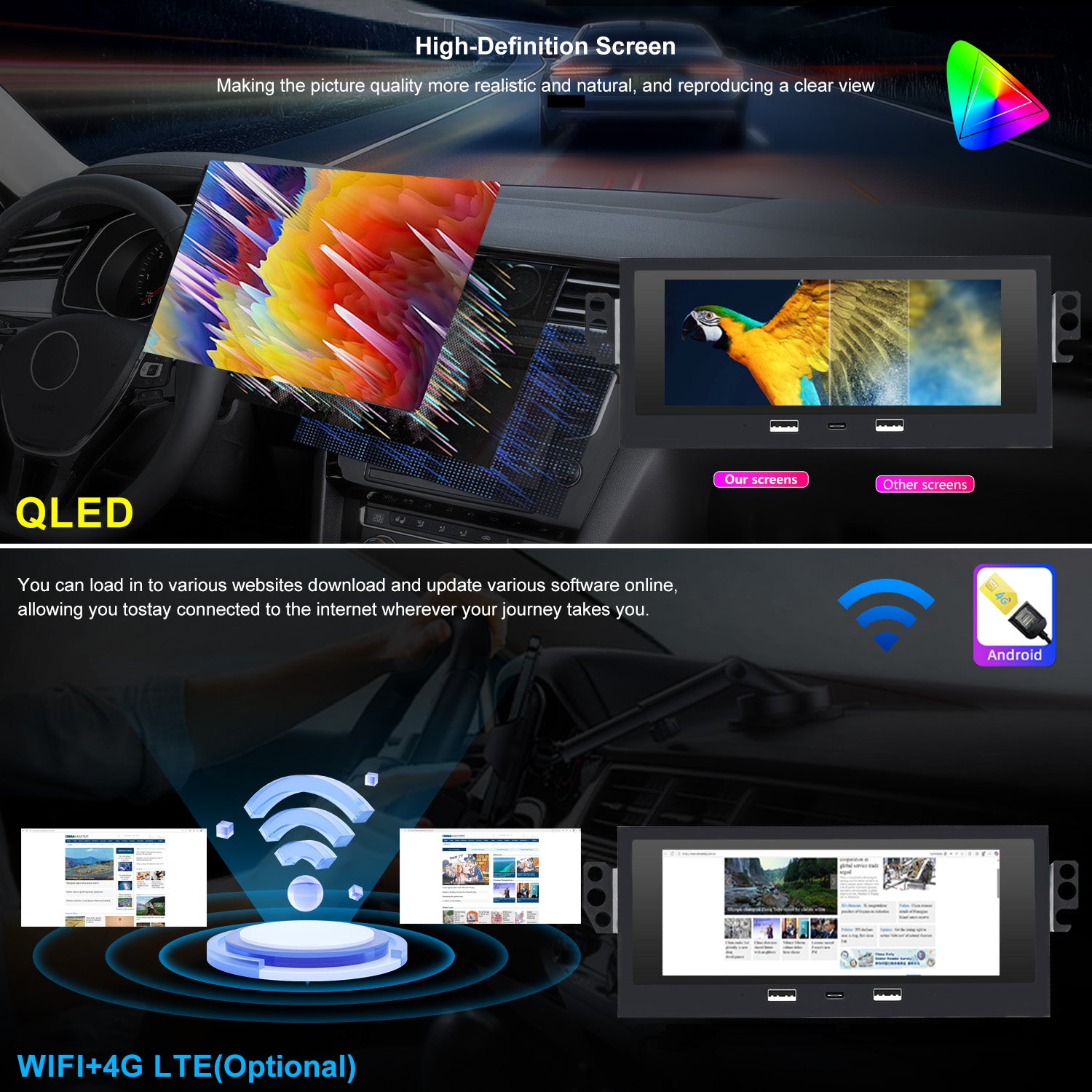 Chevy Corvette Radio upgrade 1997-2004 CarPlay Stereo Screen - Topdisplay 1997 1998 1999 2000 2001 2002 2003 2004 Chevrolet Replacement Headunit Apple Android Auto Accessories Pantalla Estéreo