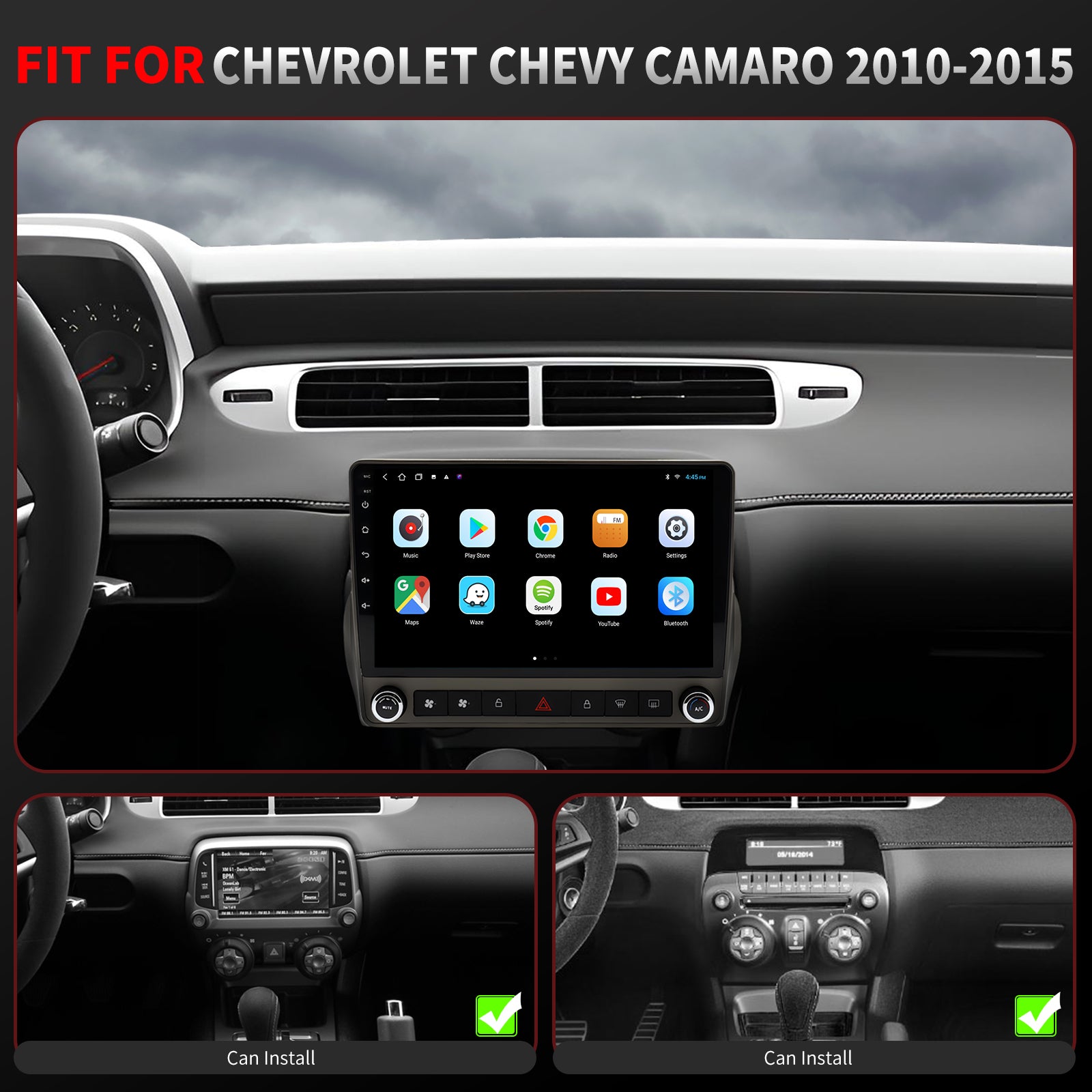 Chevy Camaro Radio upgrade 1996-2005 CarPlay Stereo Screen -Topdisplay 2010 2011 2012 2013 2014 2015 Chevrolet