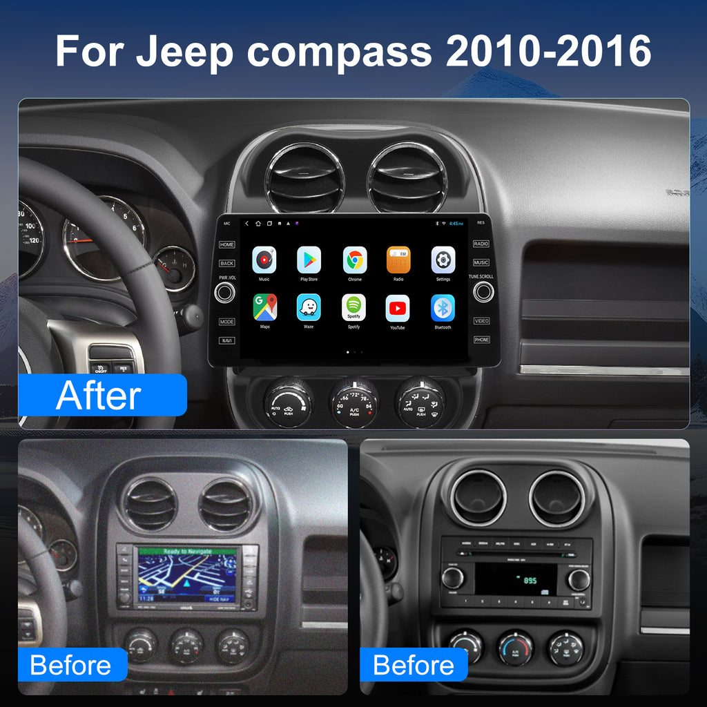 For Jeep Compass 2010-2016 Radio upgrade,10.2-inch QLED  8-Core CPU,touch screen Stereo,Wireless CarPlay & Android Auto,keep OEM Controls