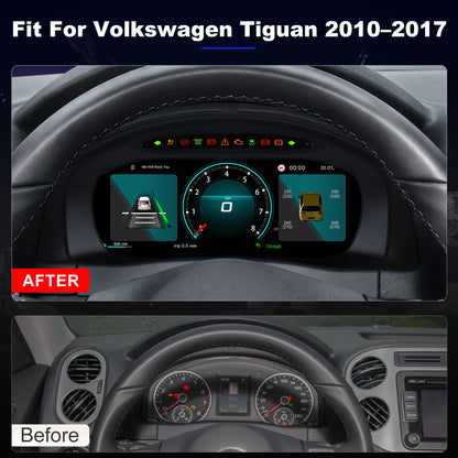 For Volkswagen Tiguan 2010-2017 Digital Instrument Cluster, 10.25-inch QLED Screen, Multiple UI, Wireless CarPlay, Direct OEM Replacement