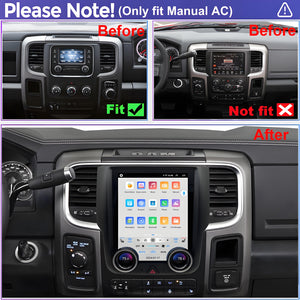For Dodge RAM 1500/2500/3500 2013-2018 Radio upgrade,9.7-inch QLED 8-Core CPU,touch screen Stereo,Wireless CarPlay & Android Auto,For Manual AC