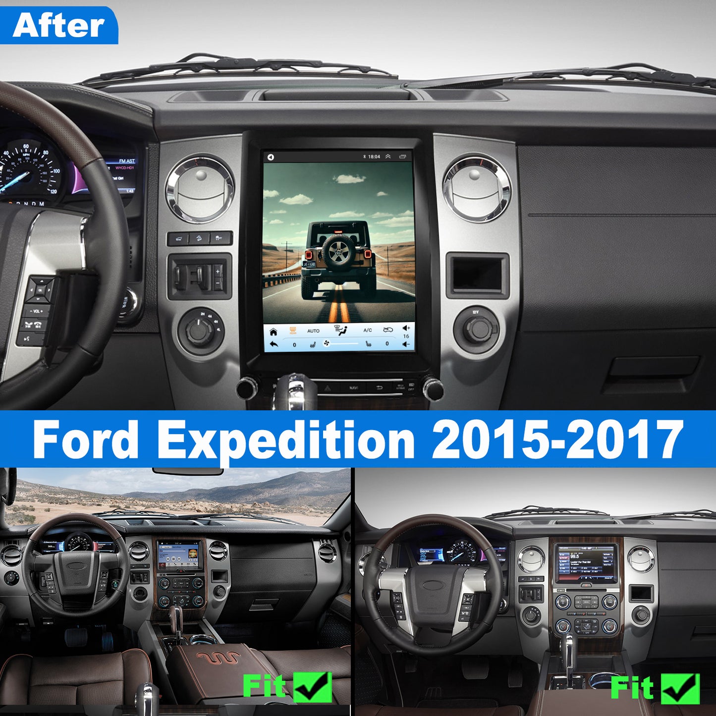 For Ford Expedition 2015-2017 Radio upgrade,12.1-inch QLED 8-Core CPU,touch screen Stereo,Wireless CarPlay & Android Auto,Free camera