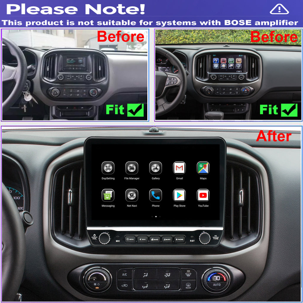 for GMC Canyon 2015-2021 Radio upgrade,10.1-inch QLED 8-Core CPU,touch screen Stereo,Wireless CarPlay & Android Auto,keep OEM Controls