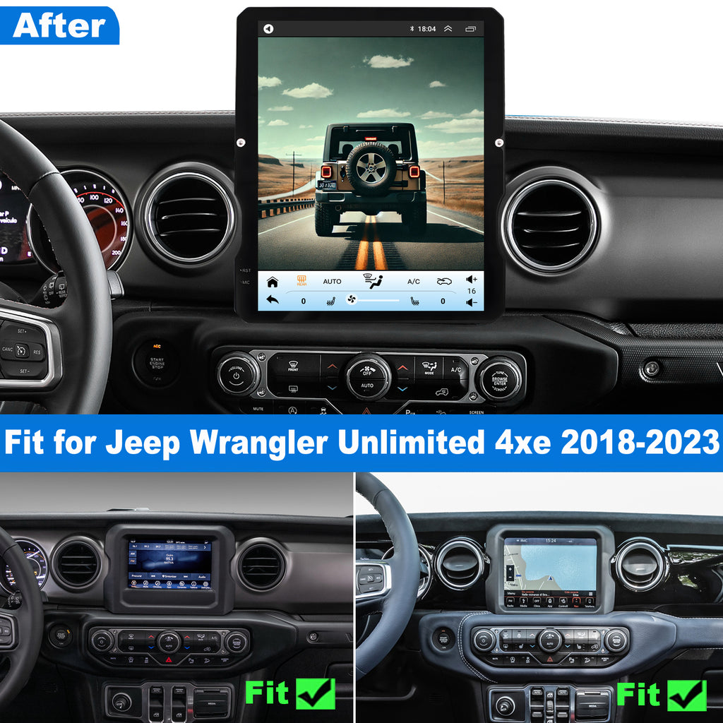 for Jeep Wrangler 2018-2023 Radio upgrade,12.1-inch QLED 8-Core CPU,touch screen Stereo,Wireless CarPlay & Android Auto,keep OEM Controls