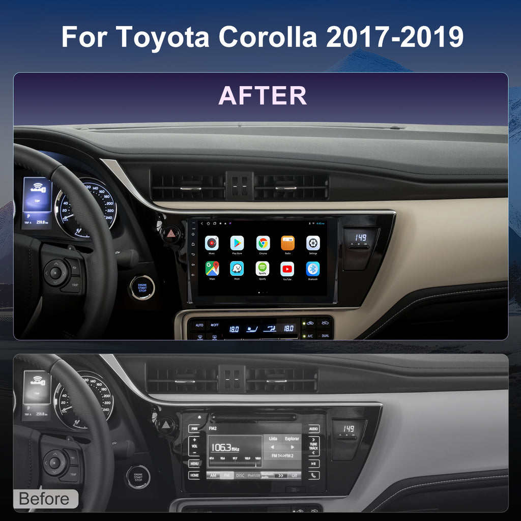 For Toyota Corolla 2017-2019 Radio upgrade,9-inch QLED 8-Core CPU,touch screen Stereo,Wireless CarPlay & Android Auto,keep OEM Controls