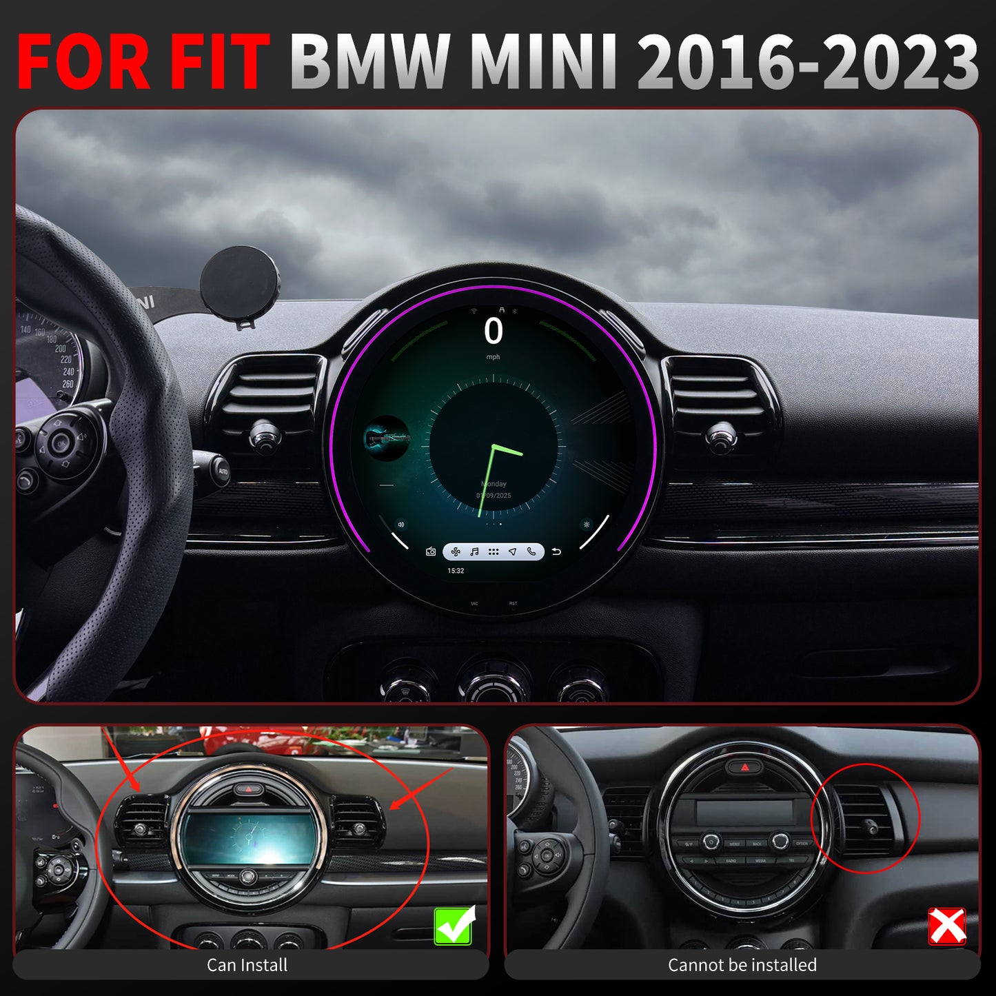 BMW MINI Radio upgrade 2016-2023 CarPlay Stereo Screen - Topdisplay 2016 2017 2018 2019 2020 2021 2022 2023 Replacement Headunit Apple Android Auto Accessories Pantalla Estéreo