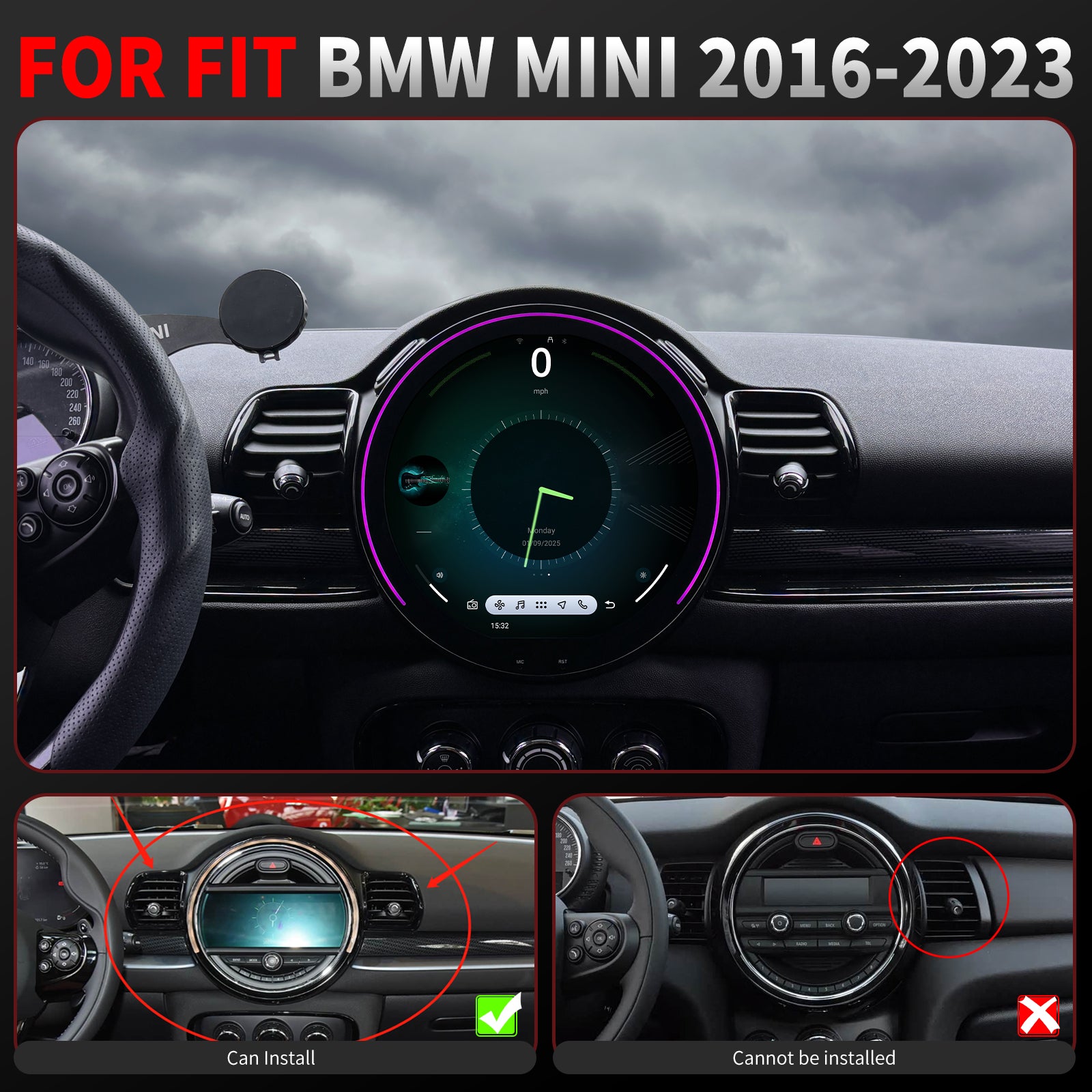 BMW MINI Radio upgrade 2016-2023 CarPlay Stereo Screen - Topdisplay 2016 2017 2018 2019 2020 2021 2022 2023 Replacement Headunit Apple Android Auto Accessories Pantalla Estéreo