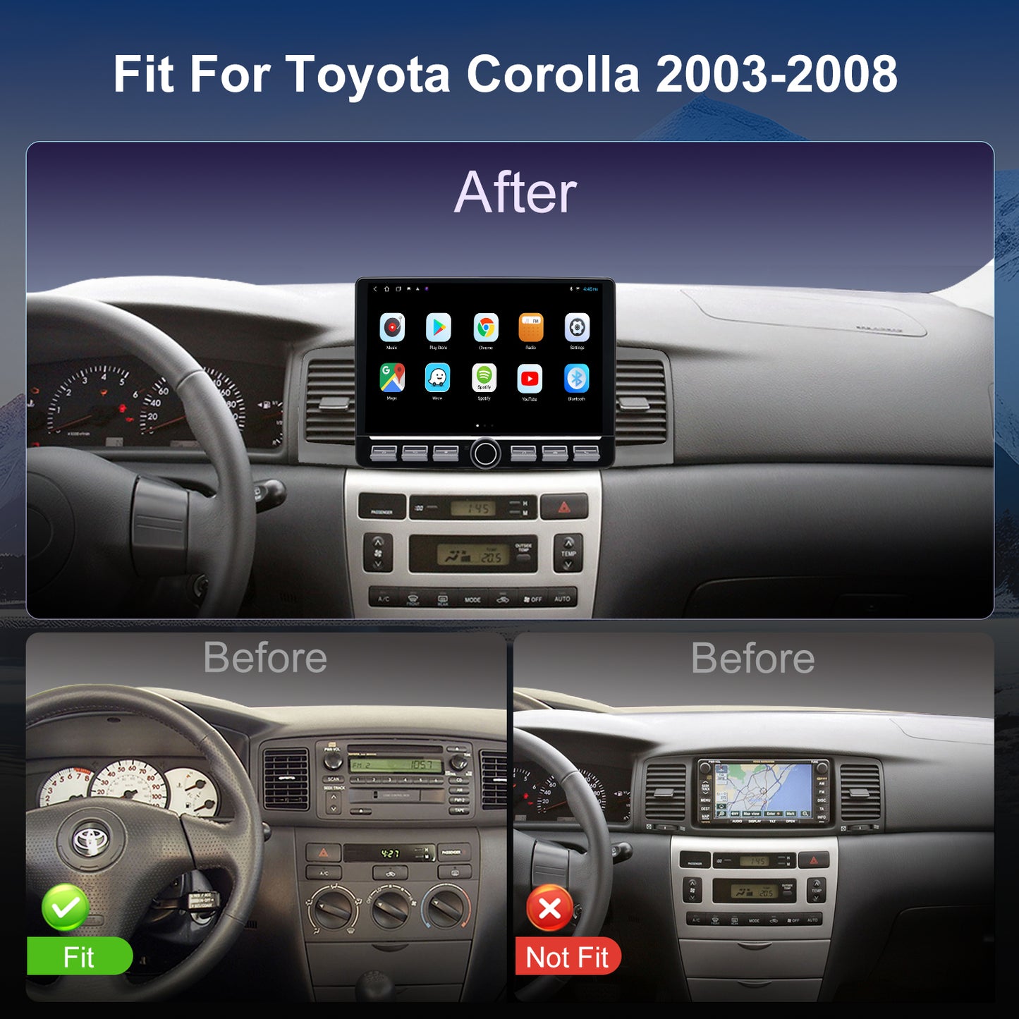 Toyota Corolla 2004 2005 2006 2007 2008 Car Touchscreen Upgrade