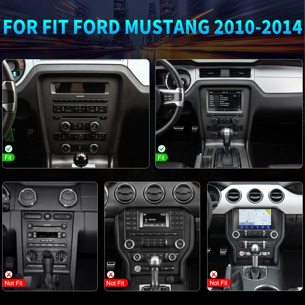 For Ford Mustang 2010-2014 Radio upgrade, 10.1-inch QLED 8-Core CPU, touch screen Stereo,Wireless CarPlay & Android Auto,keep OEM Controls, free backup camera included