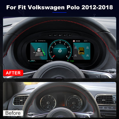 For Volkswagen Polo 2012-2018 Digital Instrument Cluster, 10.25-inch QLED Screen, Multiple UI, Wireless CarPlay, Direct OEM Replacement