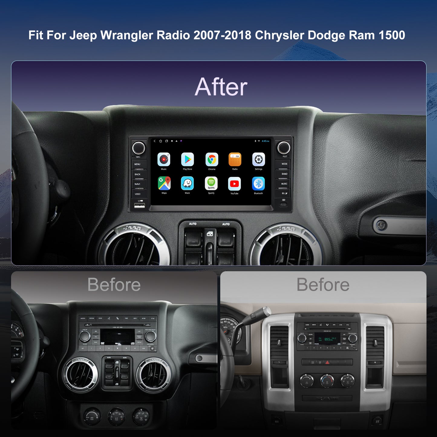 For Jeep Patriot 2009-2016 Radio upgrade,7-inch QLED  8-Core CPU,touch screen Stereo,Wireless CarPlay & Android Auto,keep OEM Controls