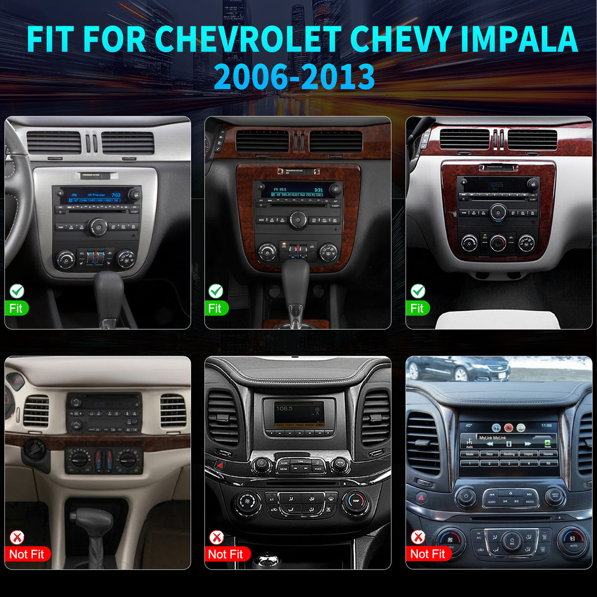For Chevrolet Chevy Impala 2006-2013 Radio Upgrade, 7-inch QLED Touch Screen Stereo, 8-Core CPU, Wireless CarPlay & Android Auto, Retains OEM Controls, Free Backup Camera Included