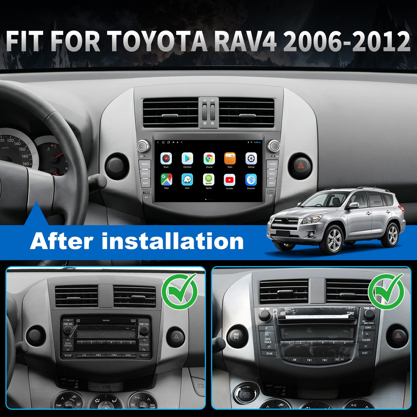 Toyota RAV4 radio 2006-2012 Upgrade CarPlay Screen- Topdisplay 2006 2007 2008 2009 2010 2011 2012 Toyota RAV4 Upgrade Stereo Headunit Apple Carplay Android Auto Pantalla Estéreo