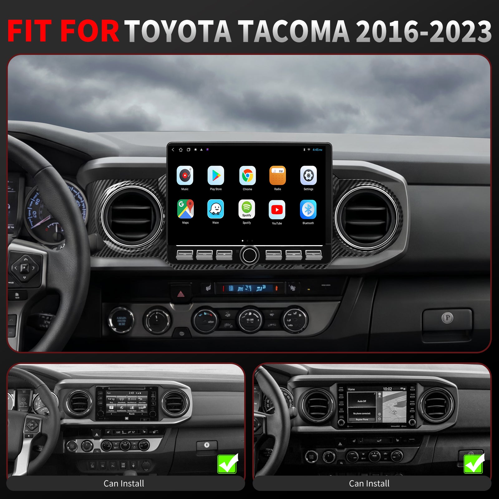 Toyota Tacoma radio 2016-2023 Upgrade CarPlay Screen- Topdisplay 2016 2017 2018 2019 2020 2021 2022 2023 Toyota Tacoma Upgrade Stereo Headunit Apple Carplay Android Auto Pantalla Estéreo