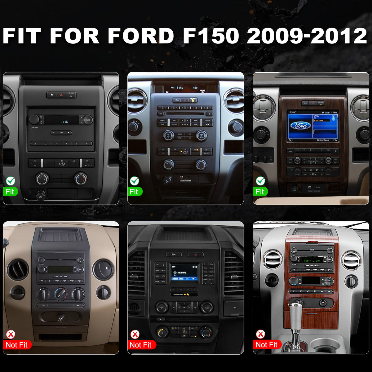 Ford F150 Stereo replacement 2009-2012 CarPlay Radio Screen-Topdisplay 2009 2010 2011 2012 F150 Upgrade Headunit Apple Carplay Android Auto Accessories Pantalla Estéreo