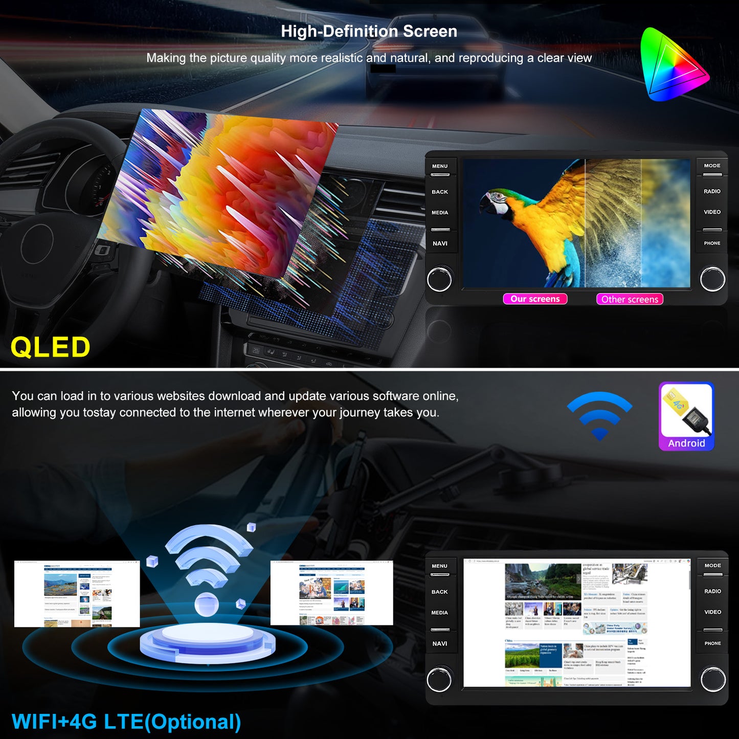 For Mitsubishi Delica 2014-2018 Radio upgrade, 7-inch QLED, 8-Core CPU, touch screen Stereo,Wireless CarPlay & Android Auto, With Free Backup Camera, keep OEM Controls